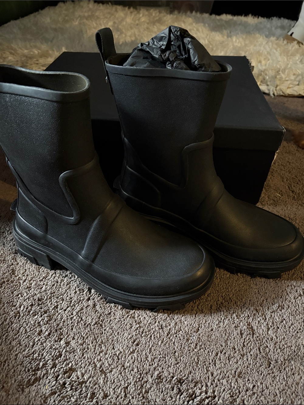 rag & bone Matte Black Lug Sole Rain Boots